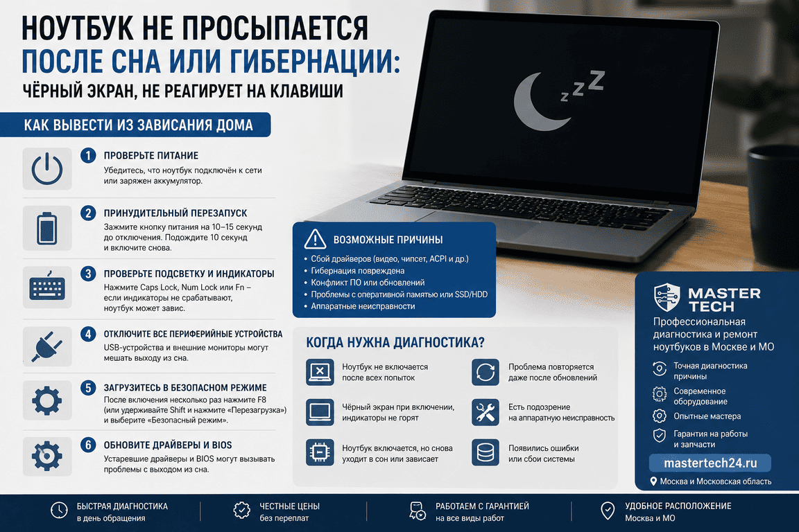 Ноутбук не просыпается после сна: что делать и как исправить
